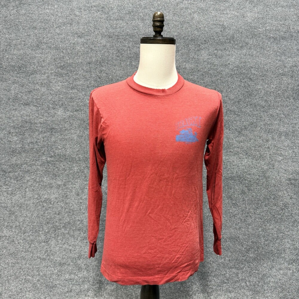 Vintage TRACK I Train T-Shirt Long Sleeve Red Camden NC Railroad Graphic USA